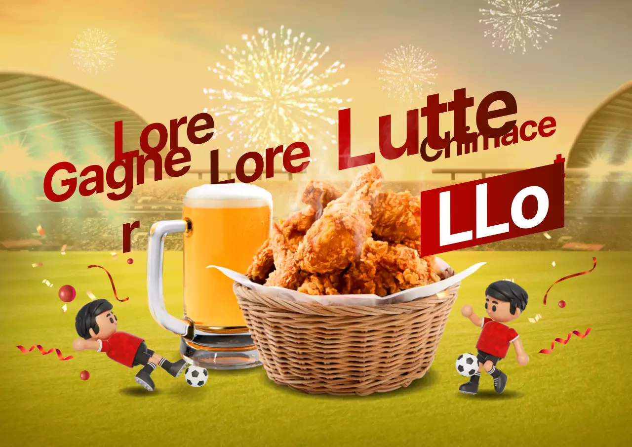 Thème de la Coupe du monde de football avec fond coloré jaune-rouge et concept d'illustration 3D