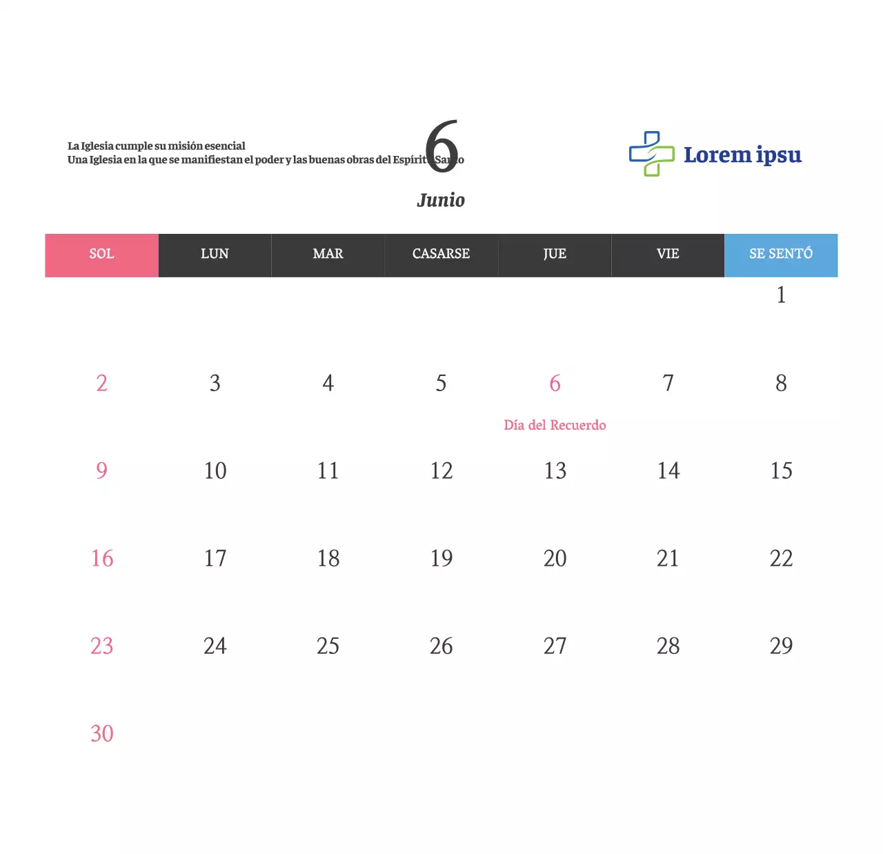 Calendario de escritorio de la iglesia con versículos bíblicos sencillos