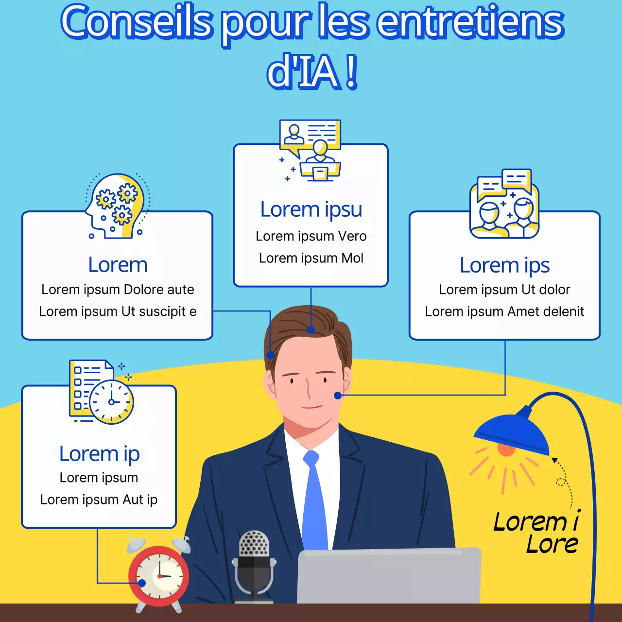 Conseils en matière d'IA pour la première moitié du processus de recrutement (bleu clair et jaune)