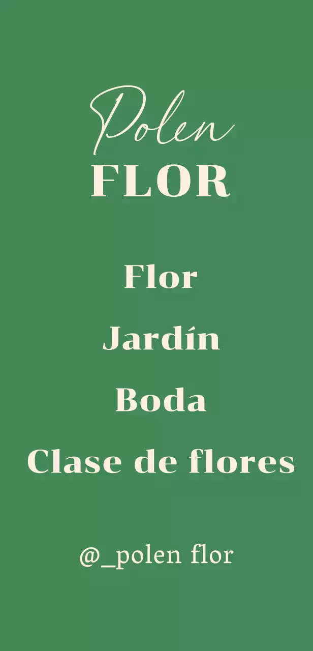 Letrero de floristería con ilustraciones botánicas sobre fondo verde