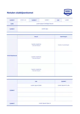 Basismateriaal voor clubbijeenkomsten in blauw en wit
