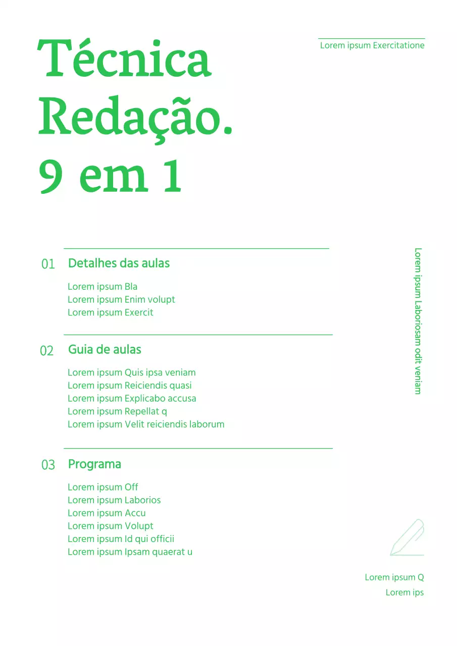 Um documento de estilo simples e moderno para o programa de estudos da disciplina, em verde e branco