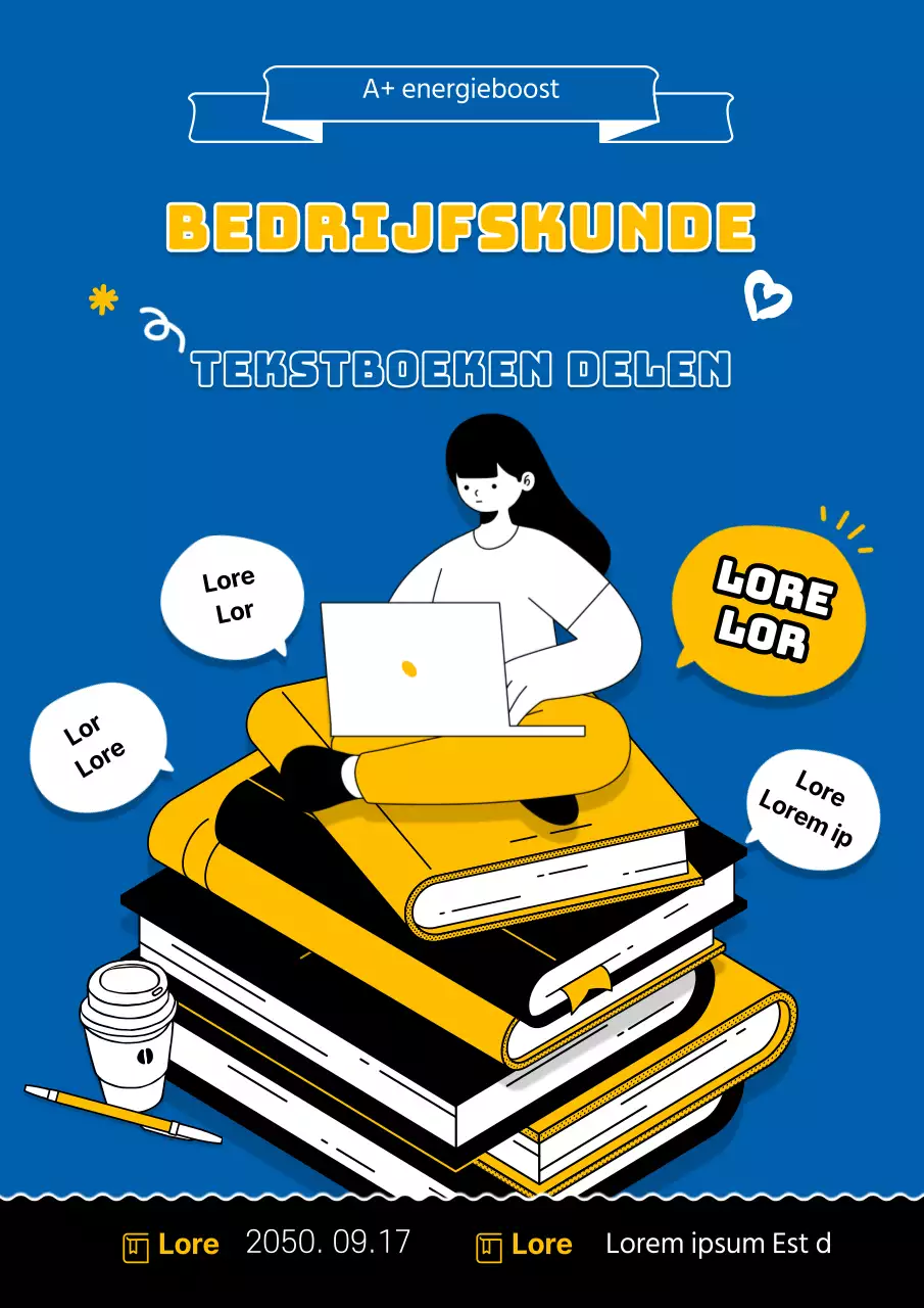 Delen van blauw en geel gemarkeerd geïllustreerd lesmateriaal