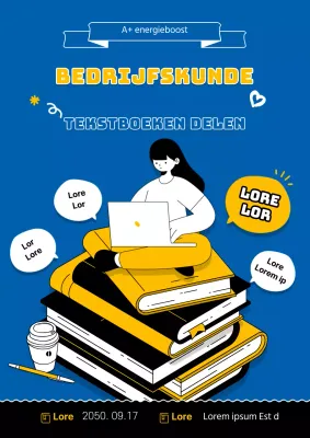 Delen van blauw en geel gemarkeerd geïllustreerd lesmateriaal