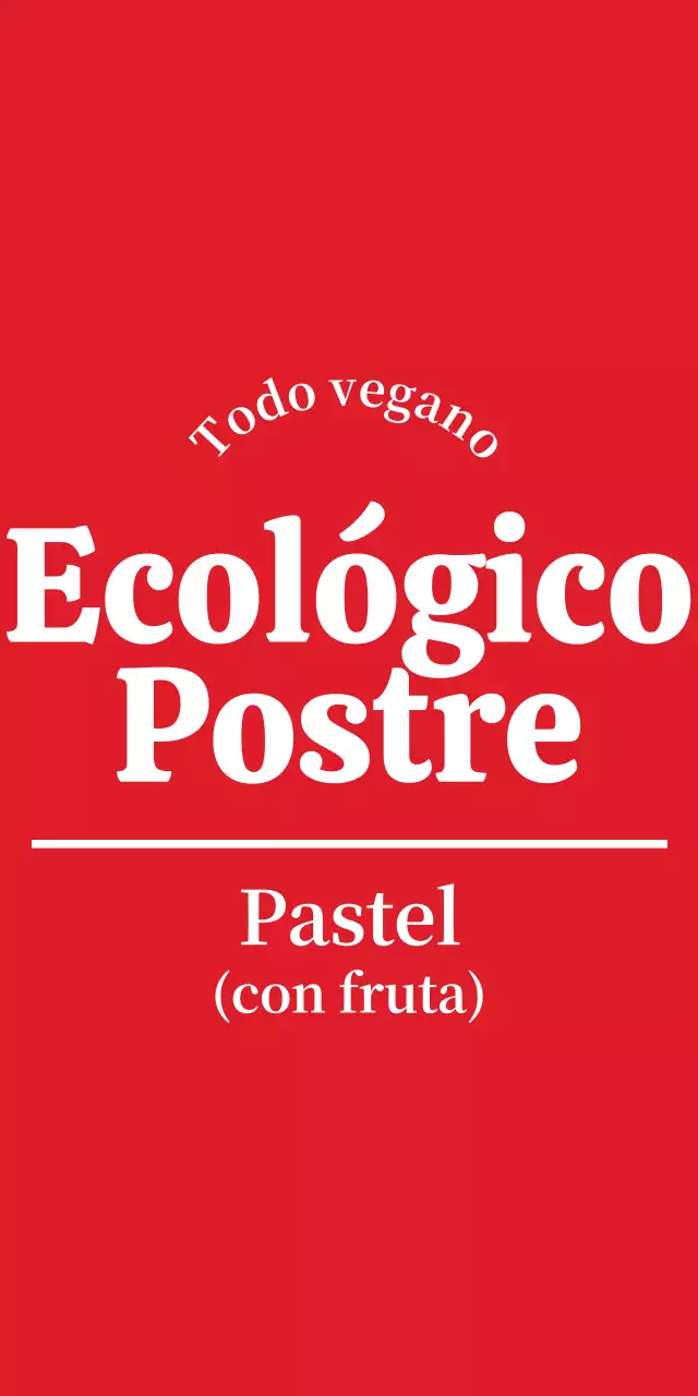 Diseño sencillo en rojo y blanco para un concepto de cafetería de postres veganos respetuosa con el medio ambiente