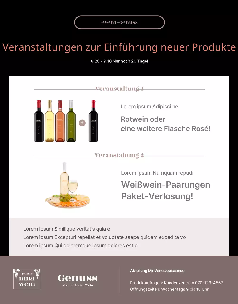 Blacktone's alkoholfreie Weinveranstaltung Details