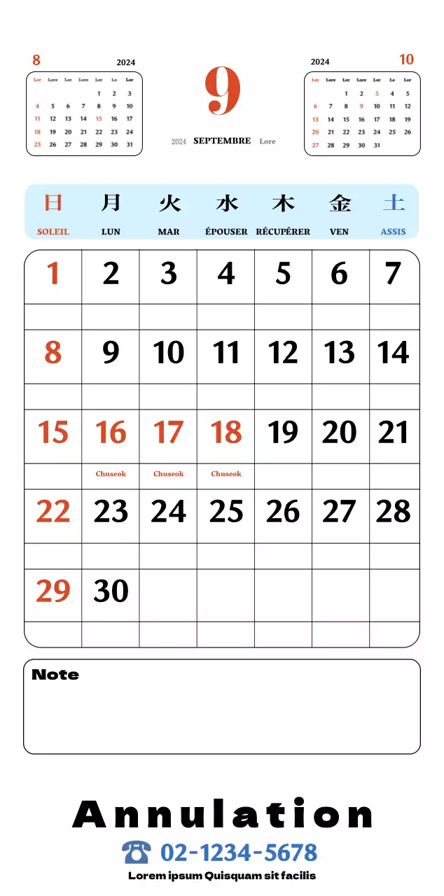 Sous-verres rétro rouges et bleus calendrier de mémoire