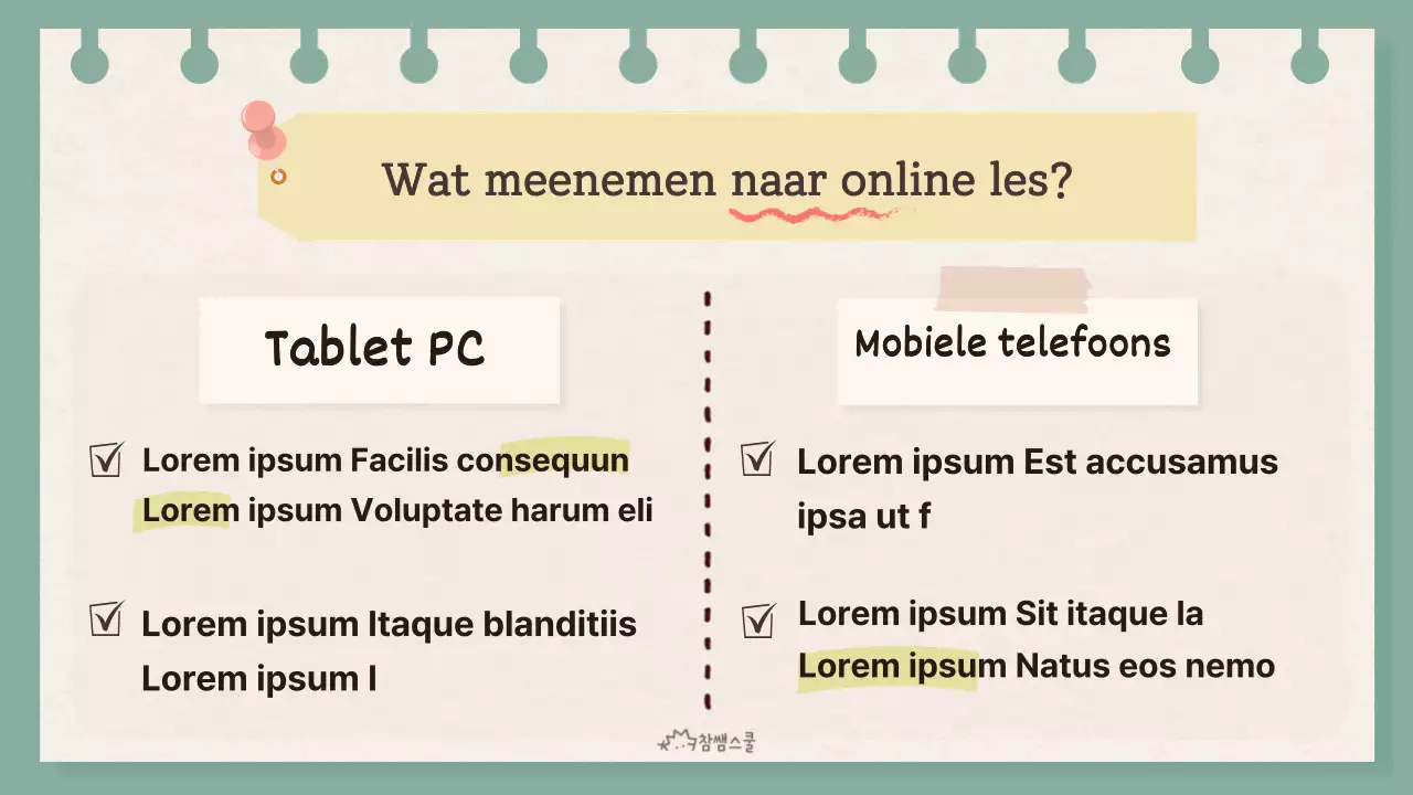 Online klas etiquette met het gele briefjes concept