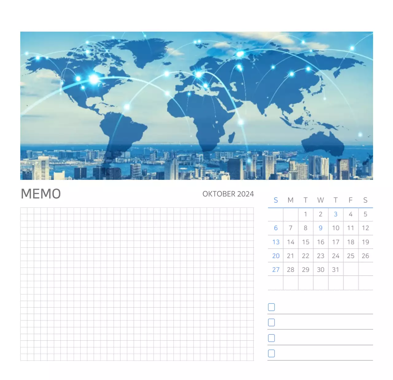 Weißer, sauberer Tischkalender für Unternehmen