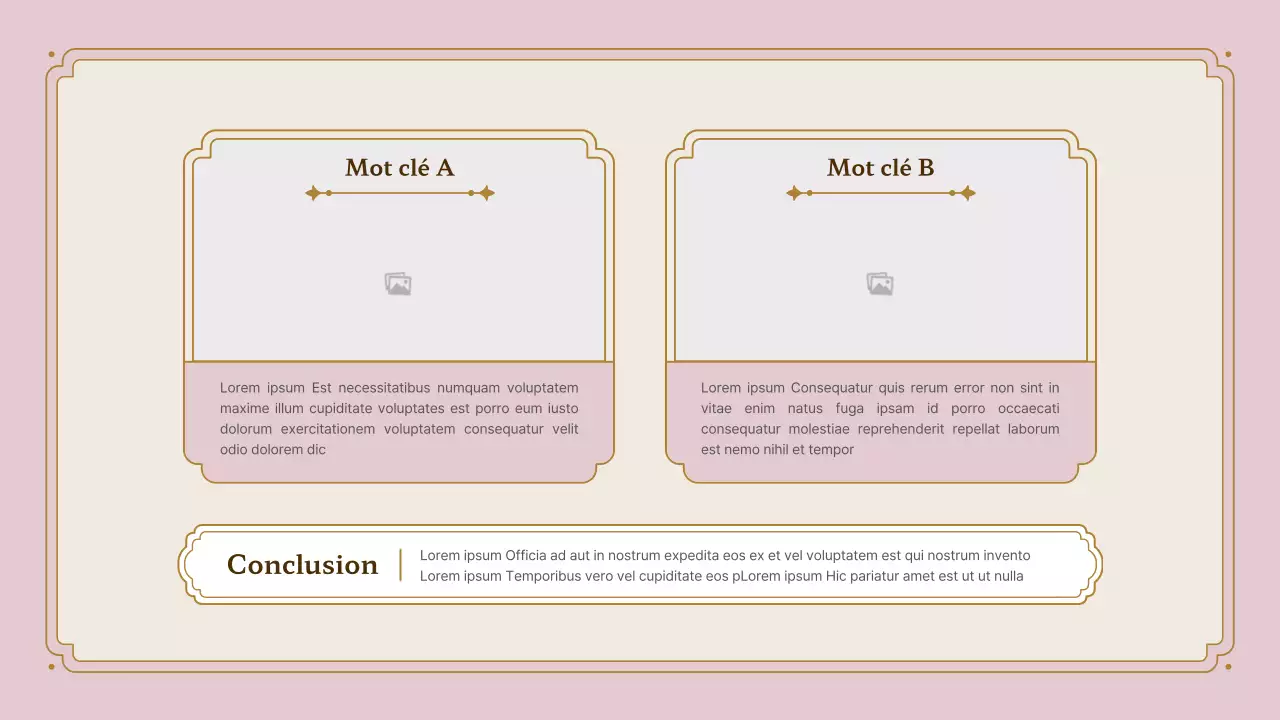 Kit de présentation du cadre vintage en rose et or