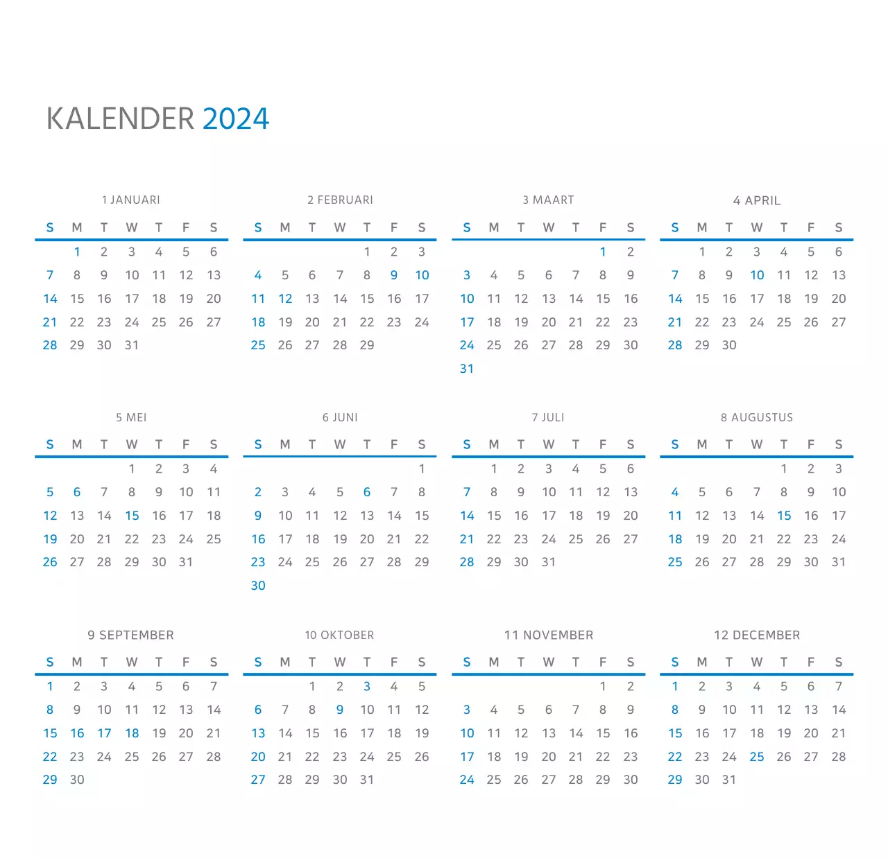 Witte, strakke bureaukalender