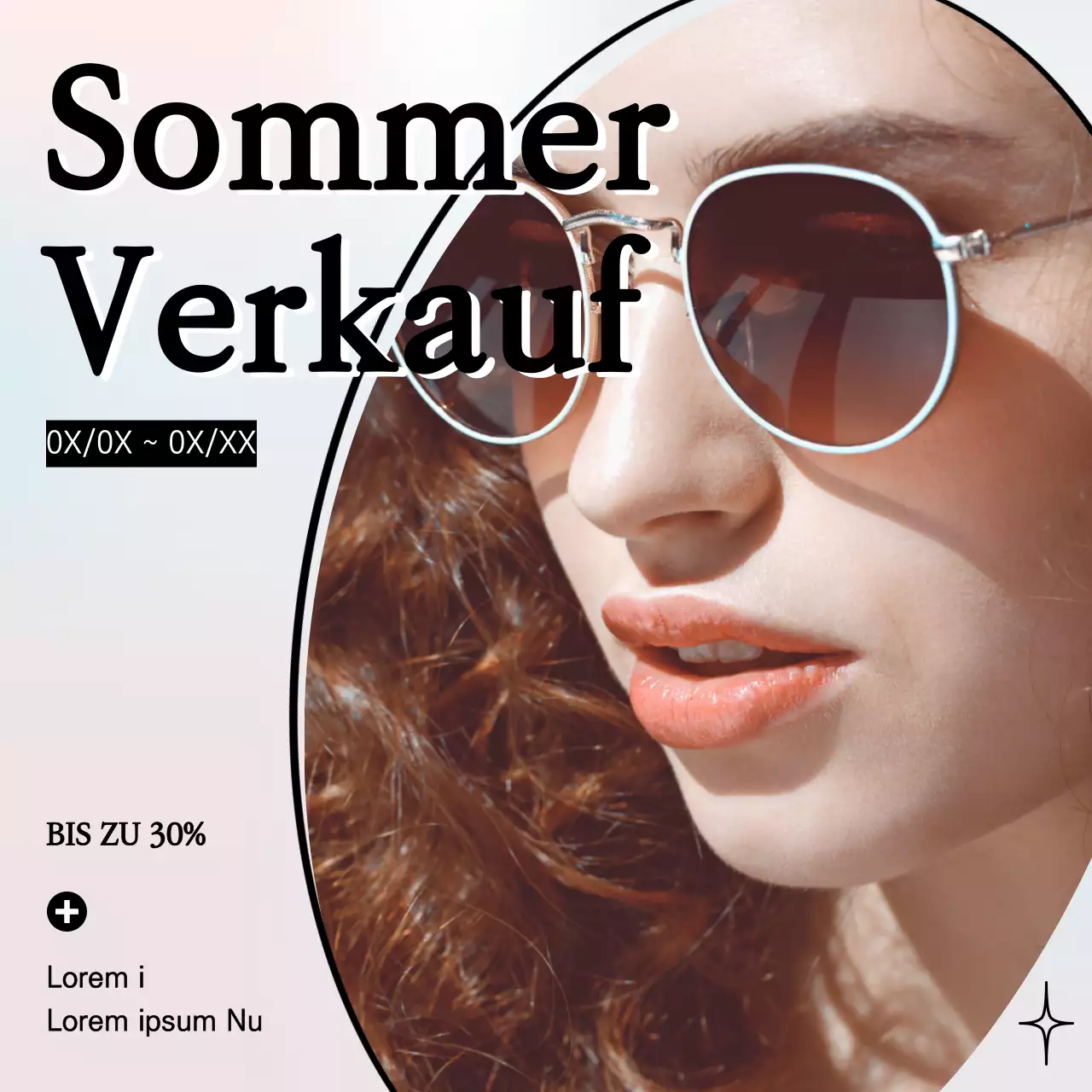 Modell mit Sonnenbrille auf einem Hintergrund mit Farbverlauf