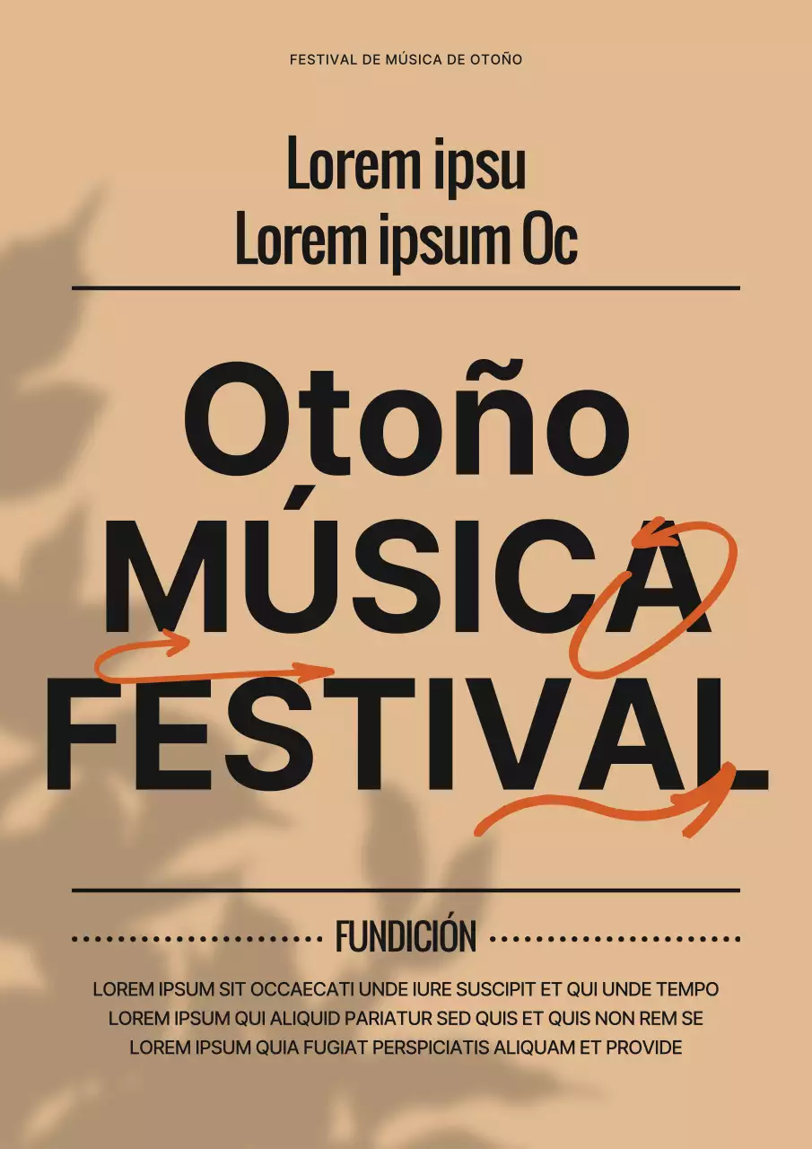 Tipografía beige y negra para el anuncio de un festival de música otoñal