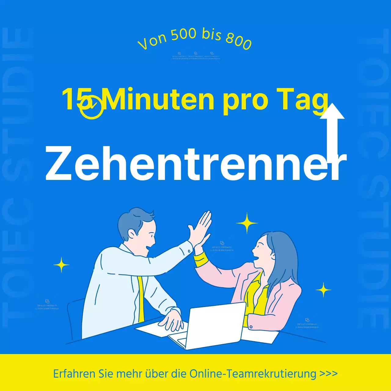 TOEIC-Studie Werbeinhalte mit einfachen Blau- und Gelbtönen