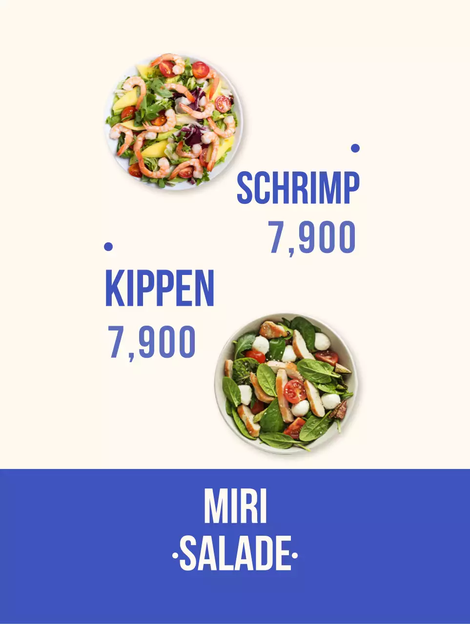 Vers voedsel banner in blauw en beige