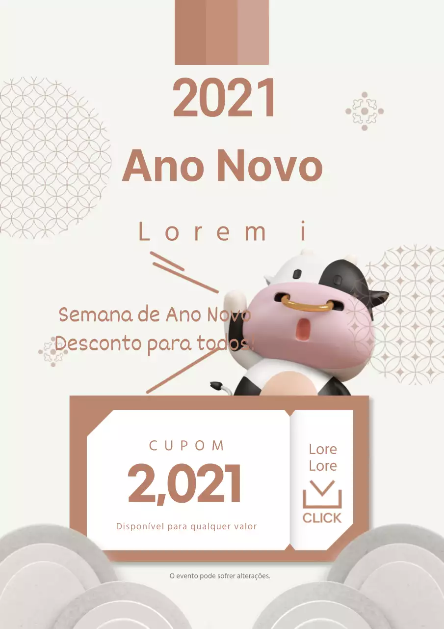 Cartaz promocional de cupão de Ano Novo simples em castanho