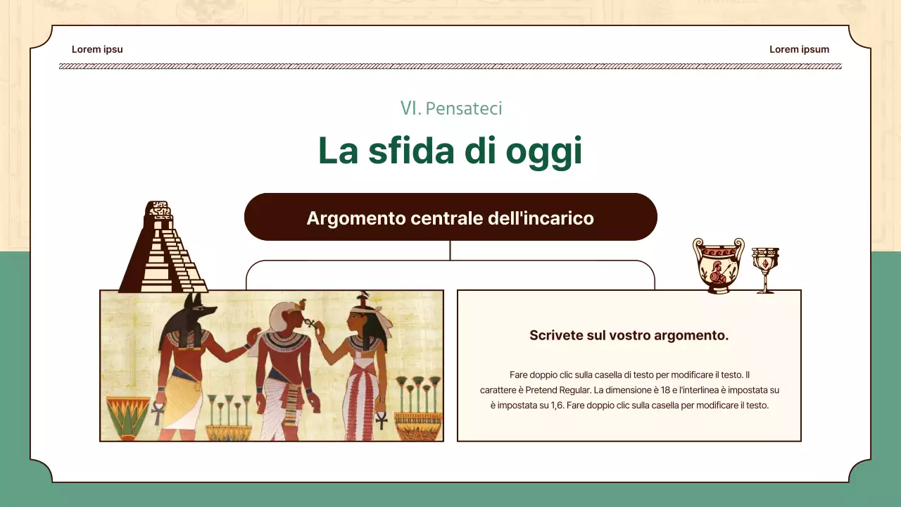 Le illustrazioni storiche in beige e verde evidenziano le lezioni di storia del mondo