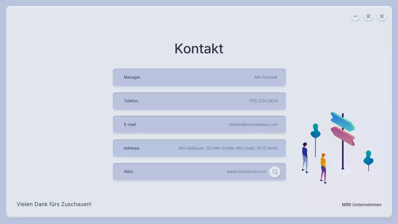 Ein dreidimensionales blaues und graues Unternehmensprofil