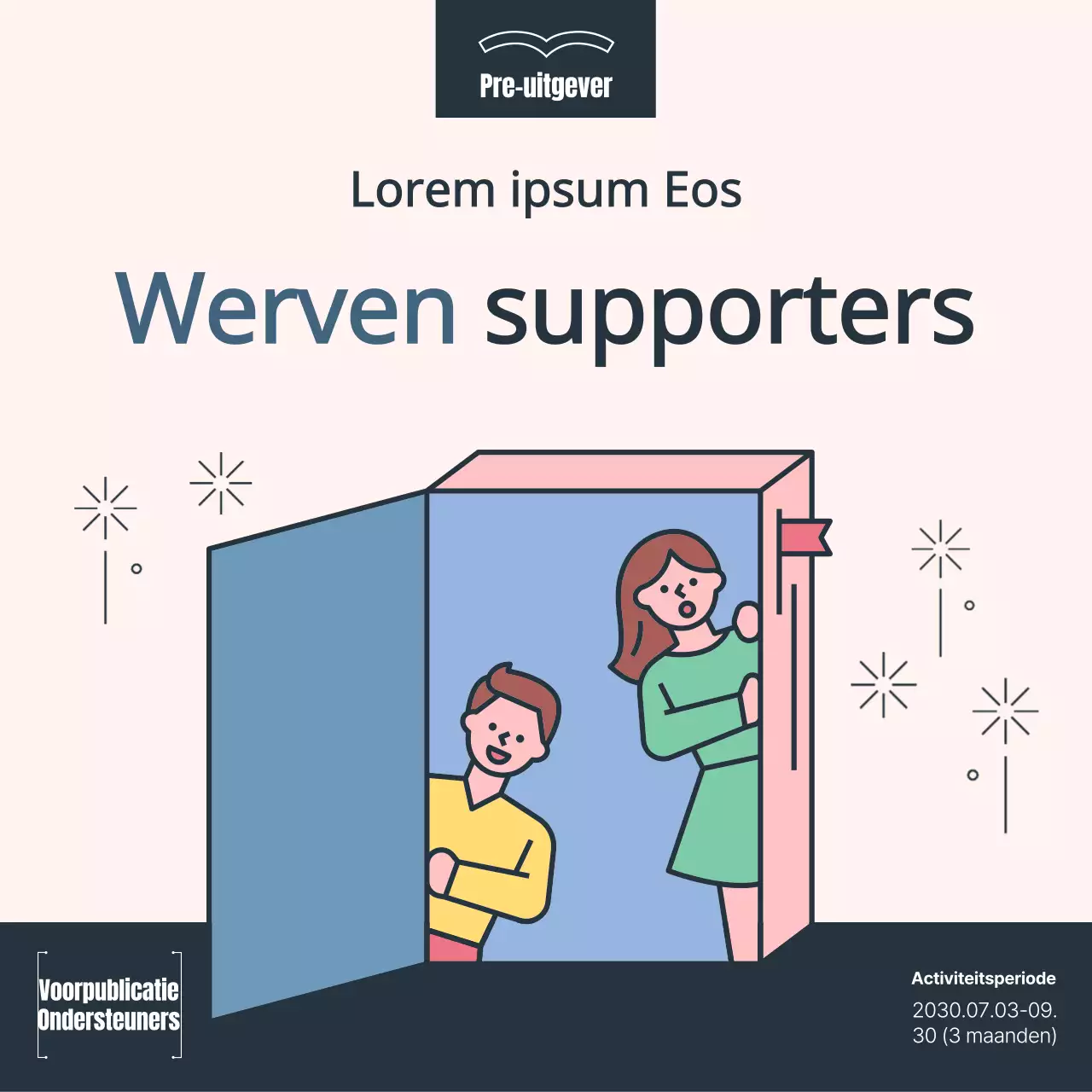 Roze blauwe pastel illustratie uitgever Werving van supporters Publiciteit