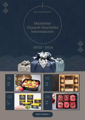Traditionelle Premium-Neujahrsankündigungen in Marineblau und Beige