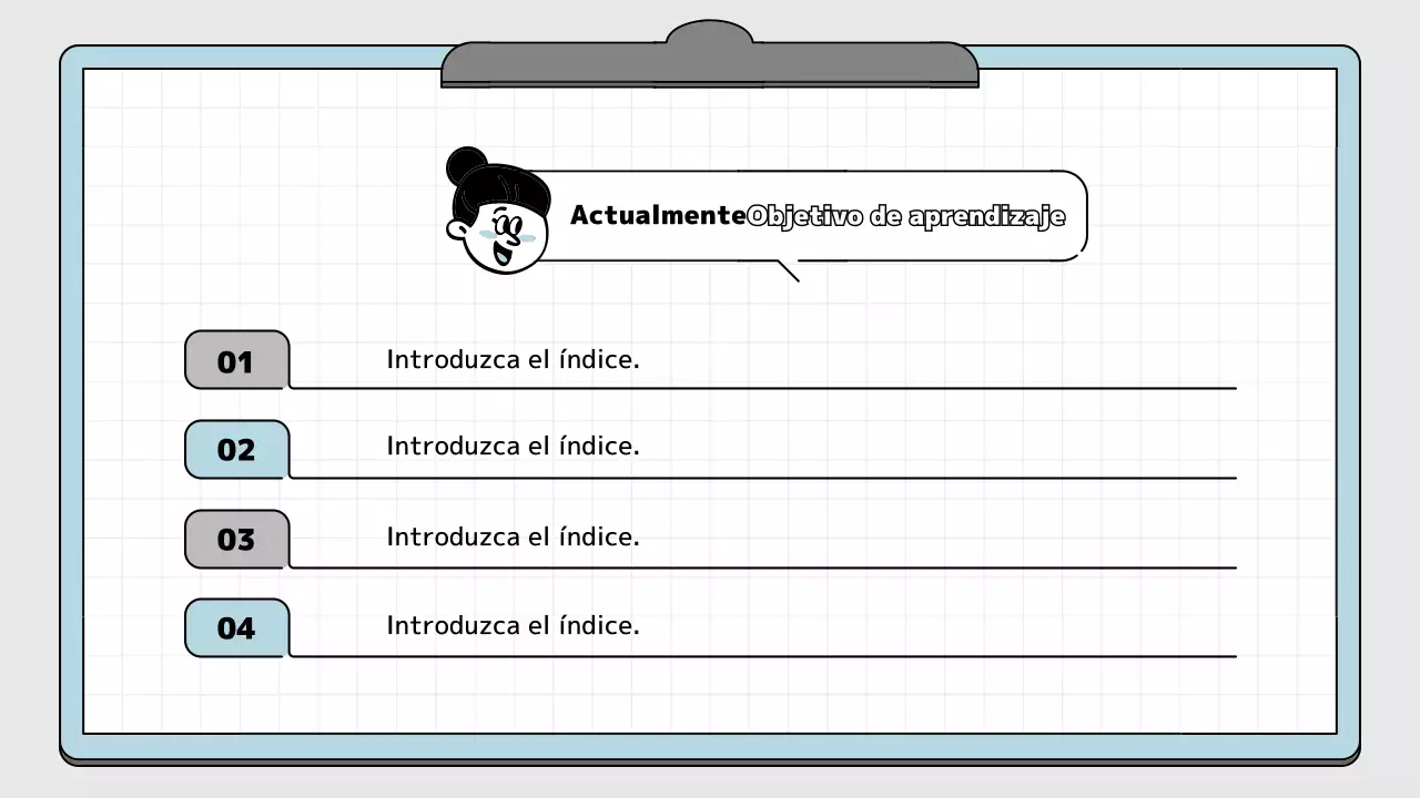 Kit de presentación educativa con concepto de bloc de notas azul claro y blanco