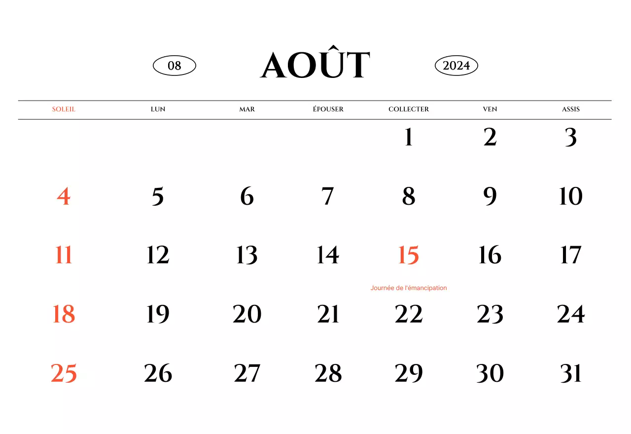 Calendrier mural de style simple avec concept de photographie de voyage émotionnelle en noir et blanc