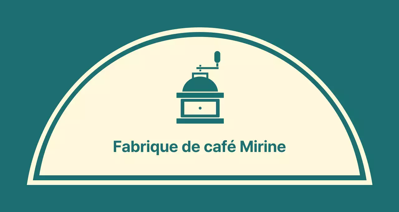 Café balsa avec une ligne turquoise représentant un moulin à café