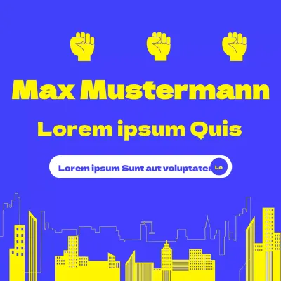 Ein einfaches, kontrastreiches, illustriertes Interview-Mentoring-Thema mit gelber und blauer Typografie.