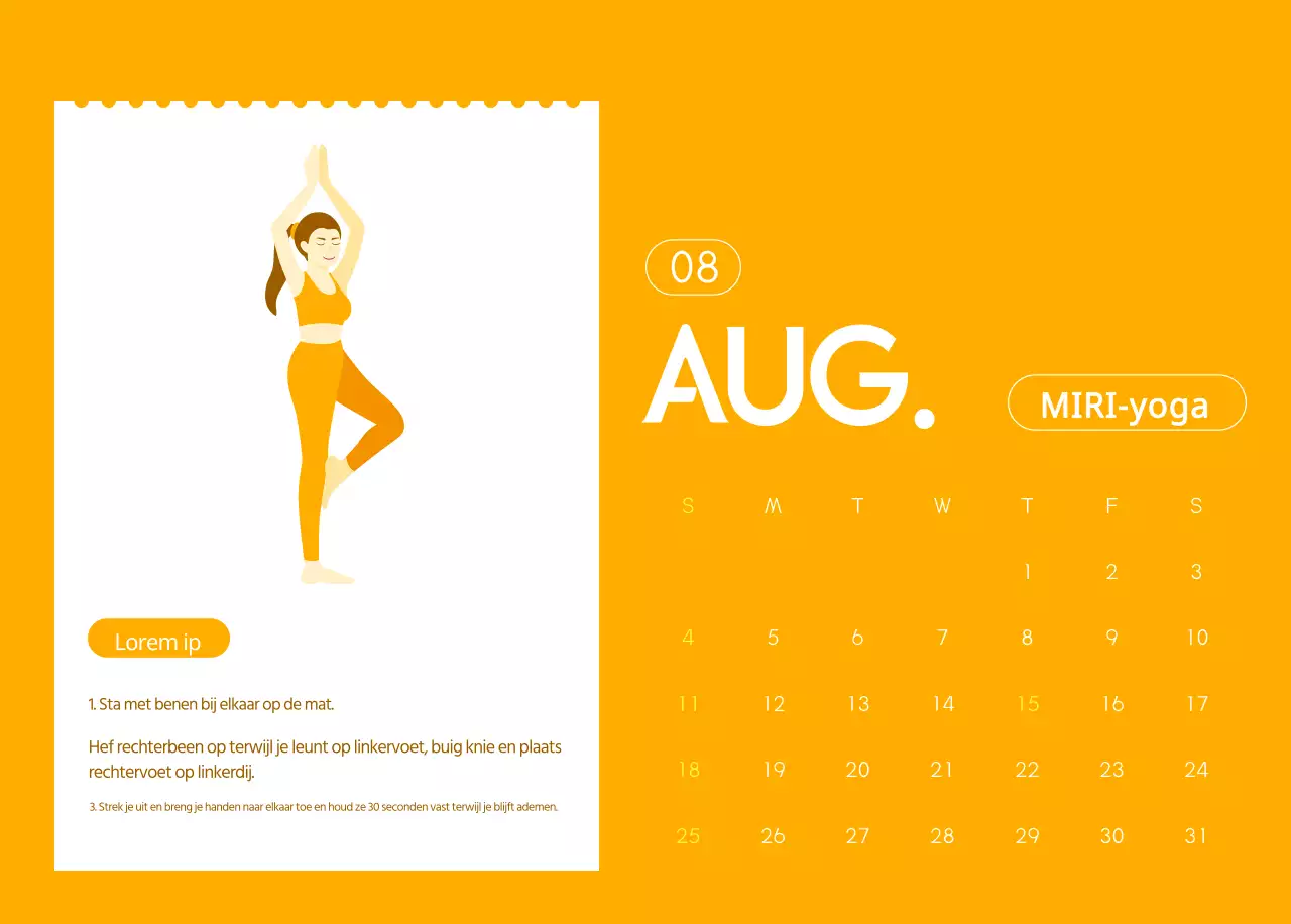 Oranje kalenders om weg te geven als je je yogastudio promoot