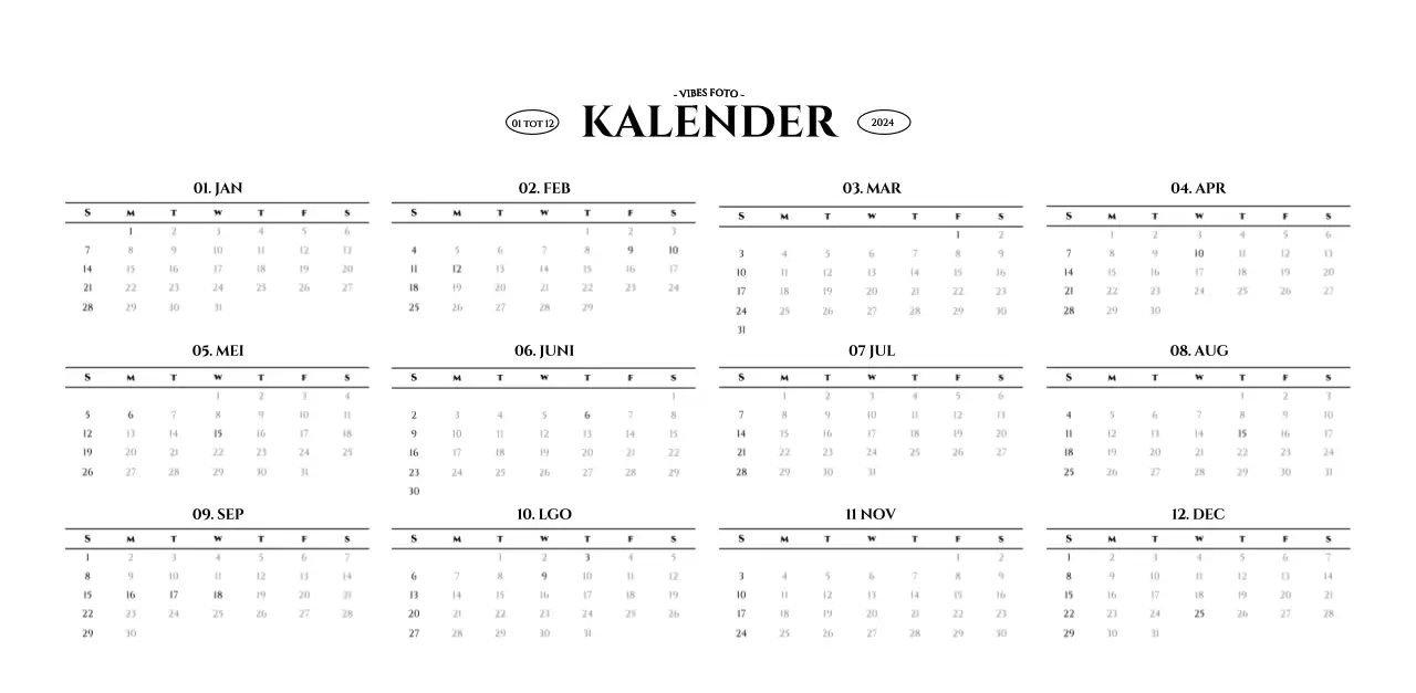 Eenvoudige stijl muurkalender met zwart-wit emotionele reisfotografie concept