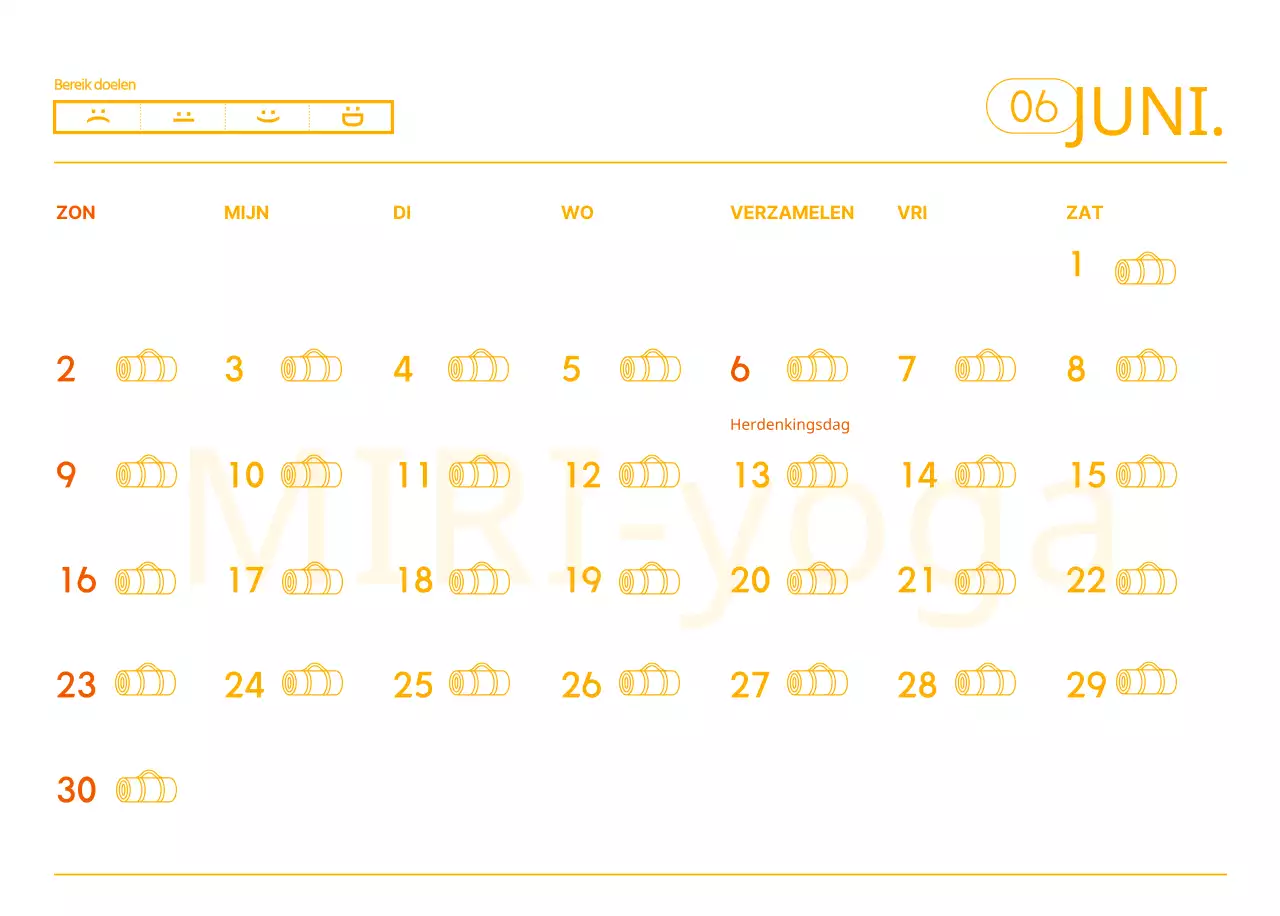 Oranje kalenders om weg te geven als je je yogastudio promoot