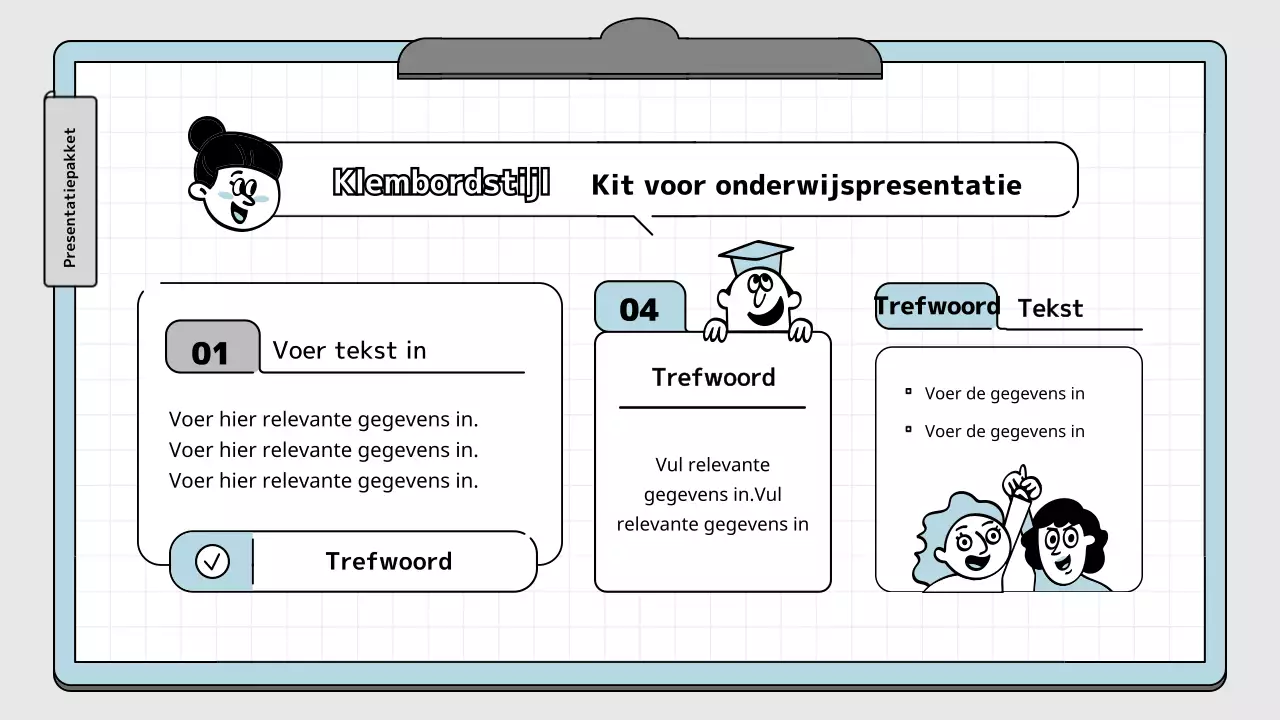 Lichtblauw en wit notitieblok concept onderwijspresentatieset