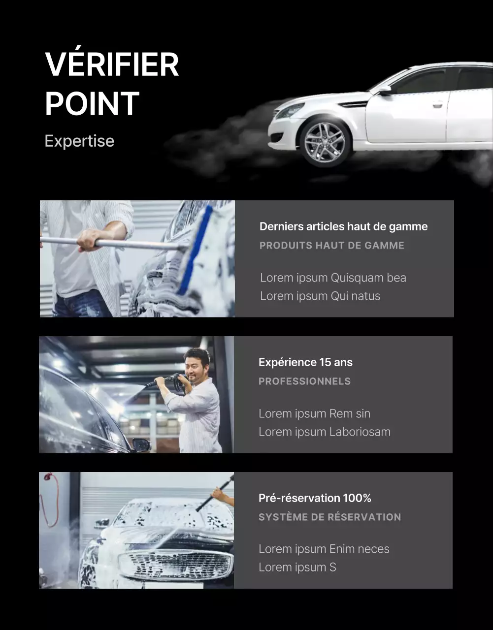 Lavage à la main de voitures blanches et noires