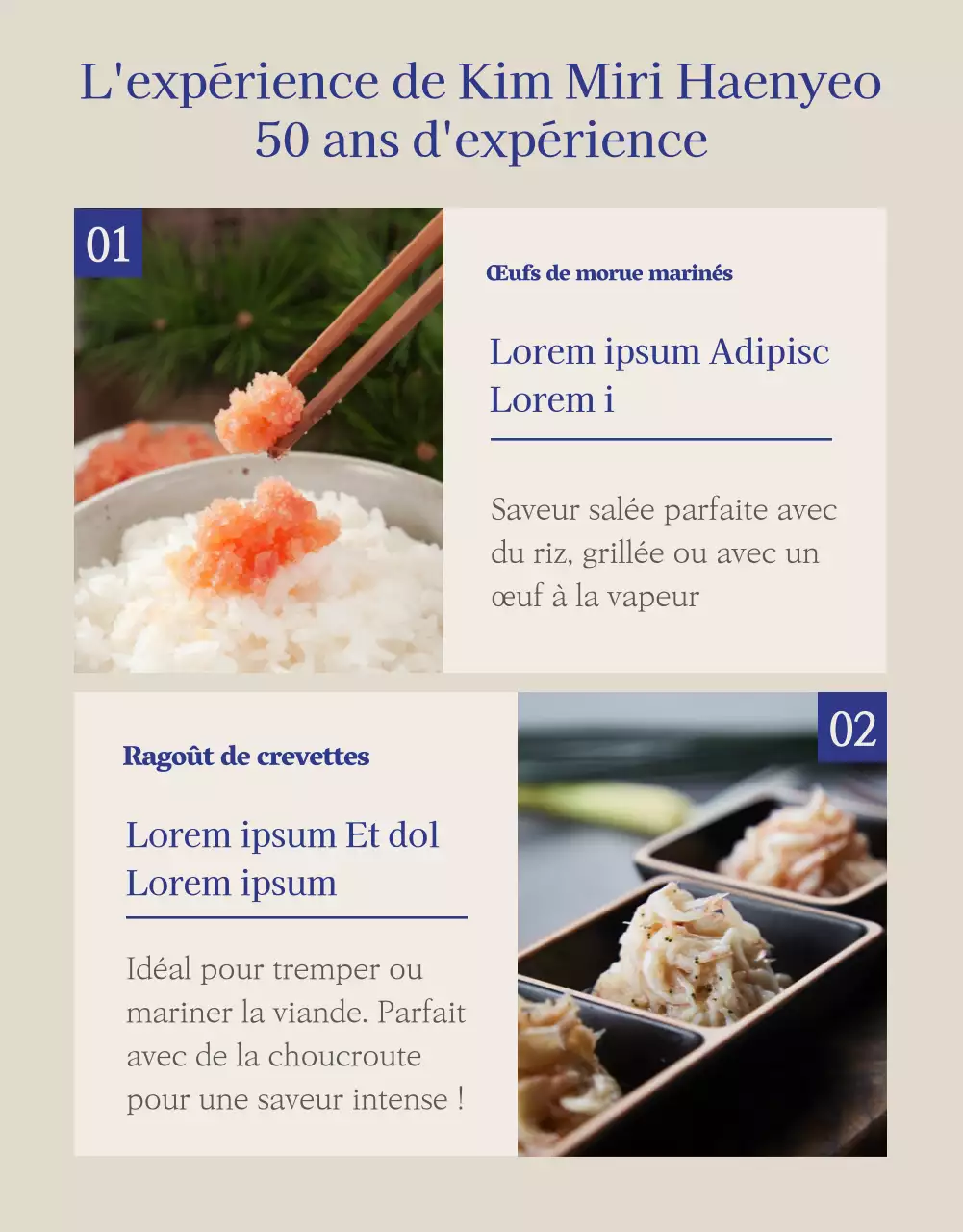 Financement discret de baguettes en marine et beige