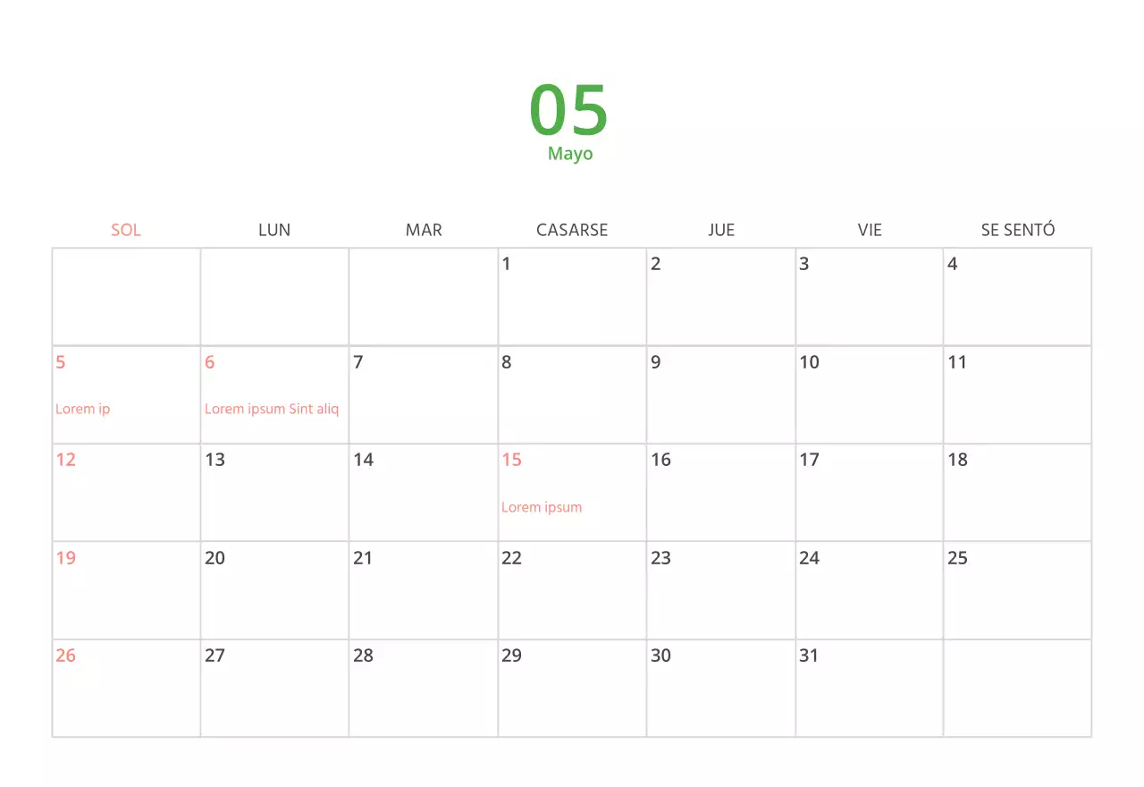 Bonito calendario de sobremesa ilustrado de temática familiar en color verde