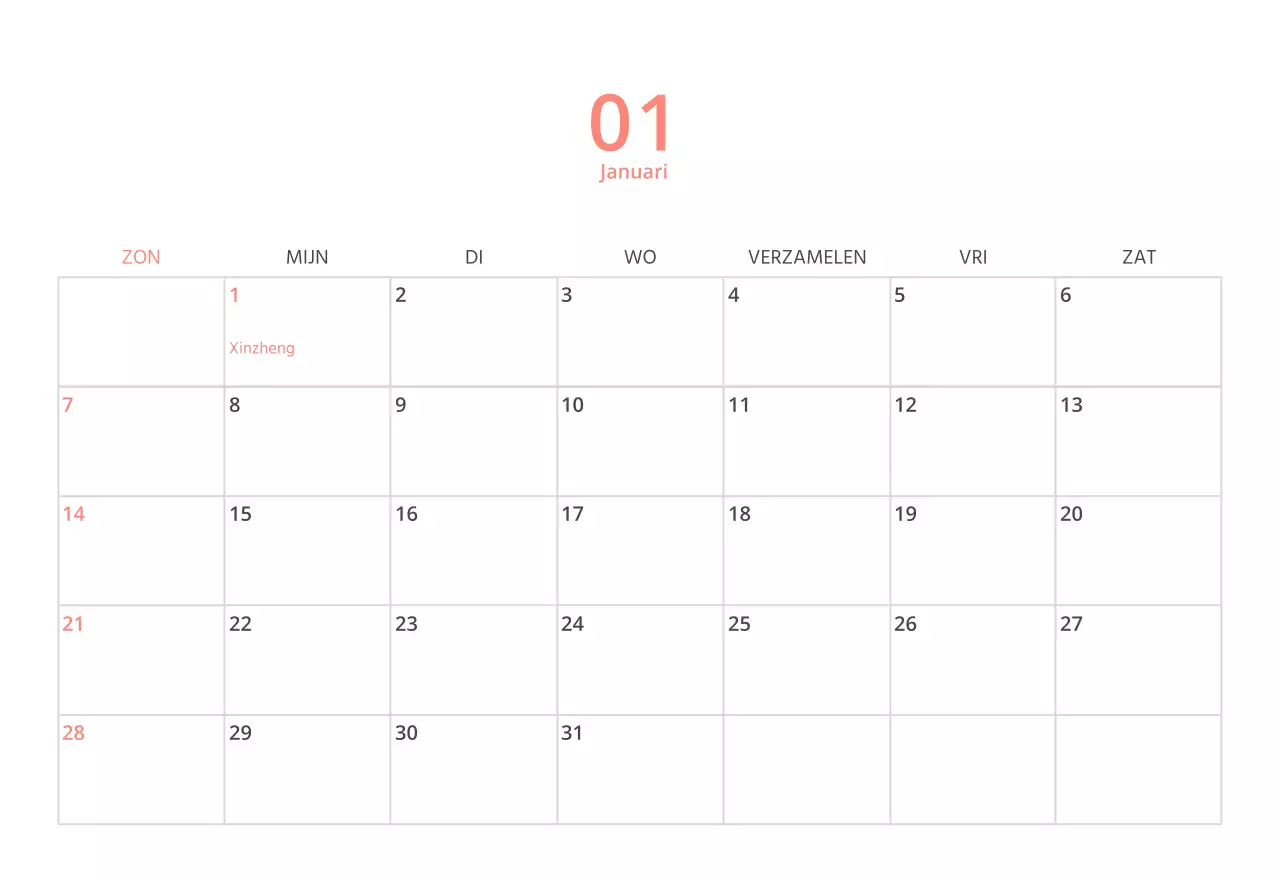 Schattige geïllustreerde groene bureaukalender met familiethema