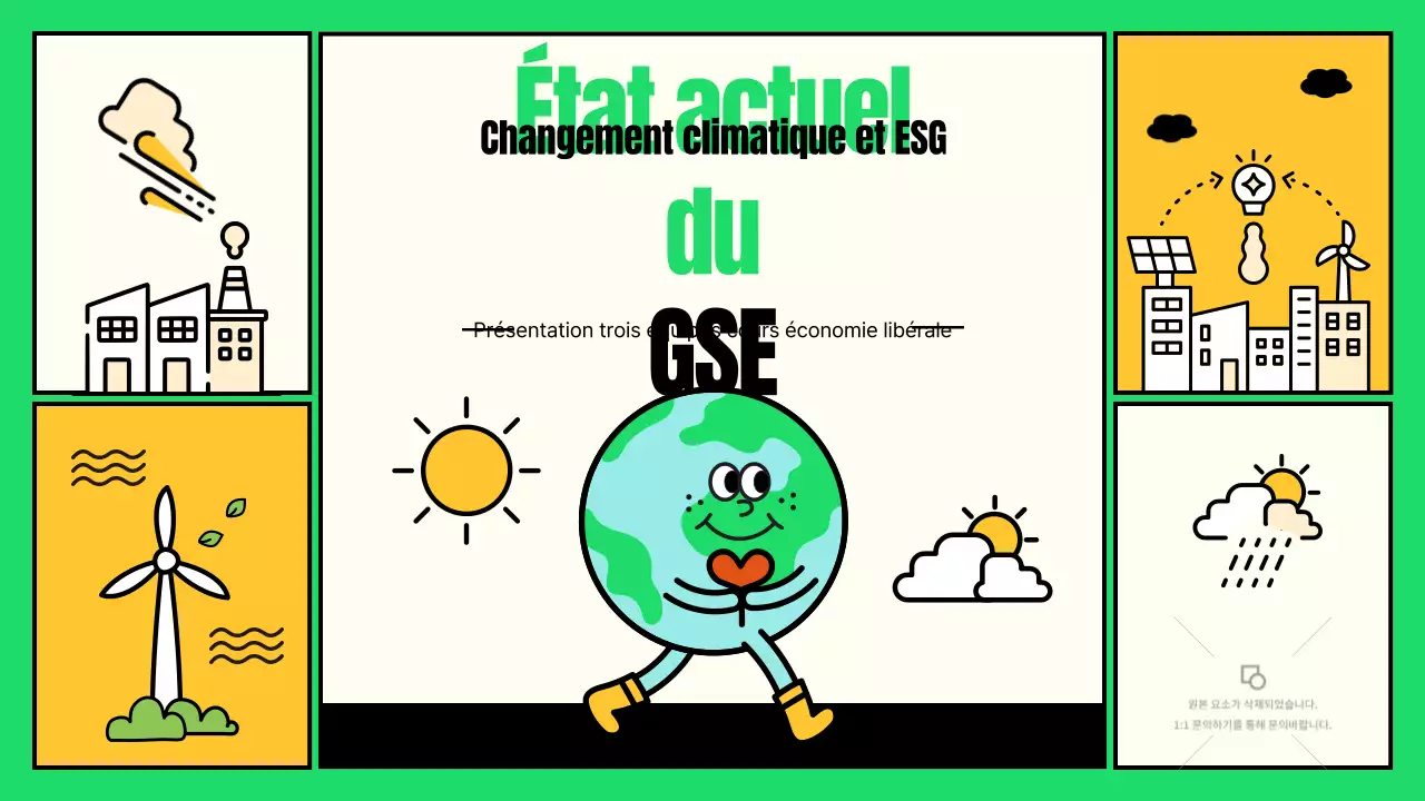 Illustrations mignonnes aux accents verts et jaunes Action en faveur de la GSE et du changement climatique