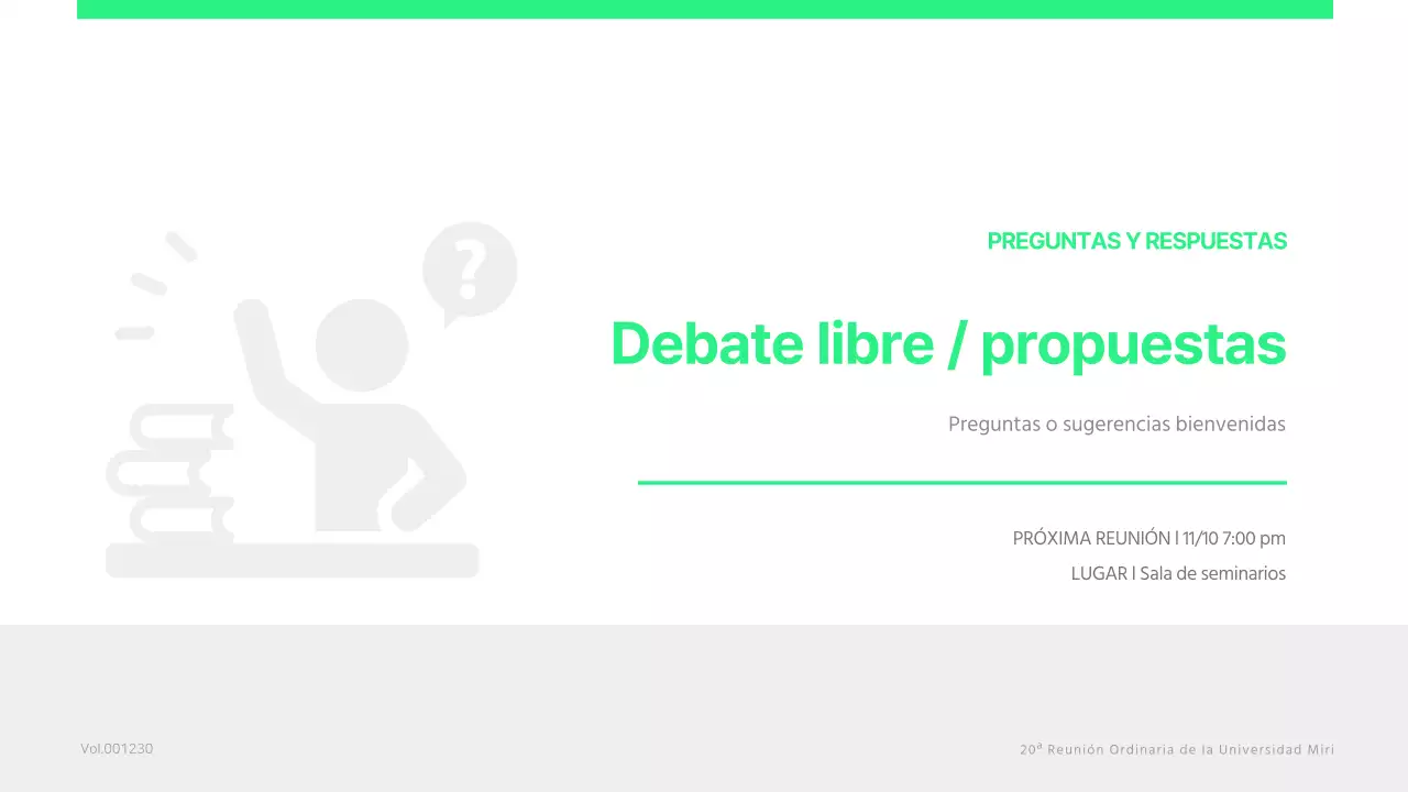 Una sencilla reunión del consejo de estudiantes en verde lima