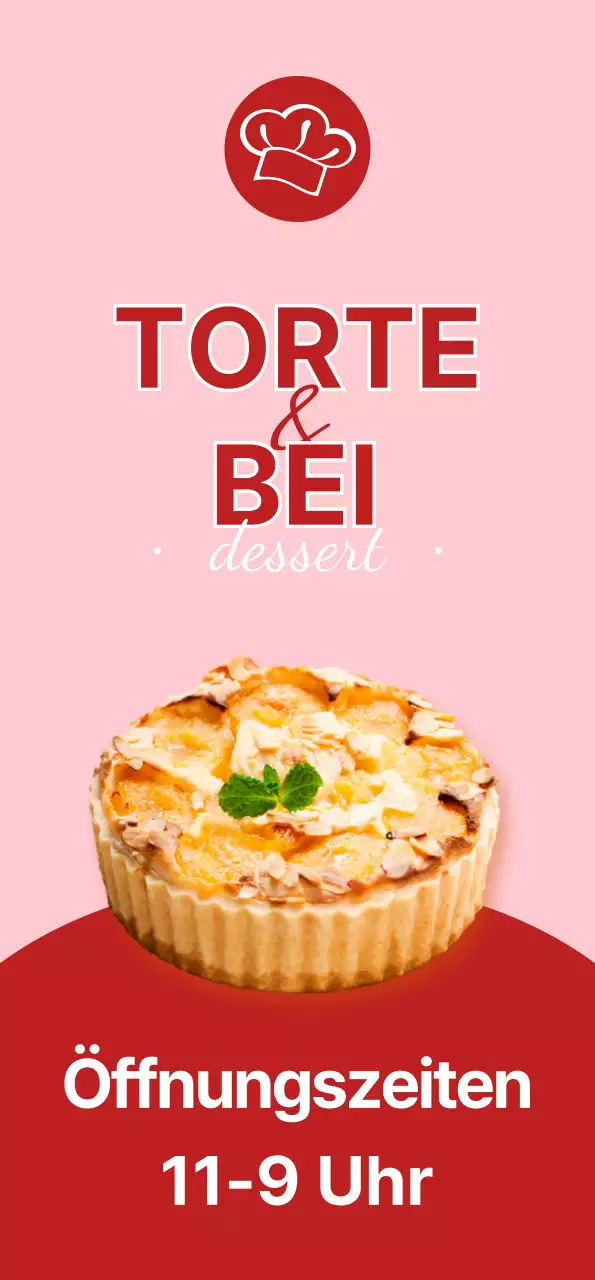Ein Banner, das ein Menü von süßen Desserttorten mit einem rosa Hintergrund vorstellt