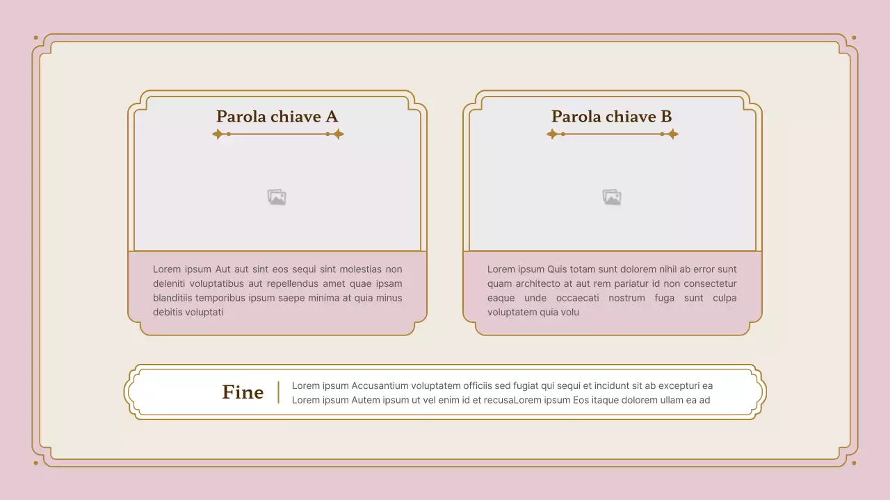 Kit di presentazione per cornici vintage in rosa e oro