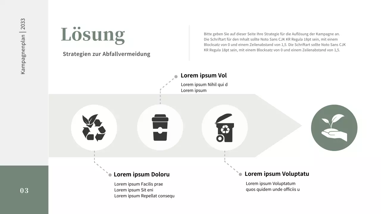 Ein einfaches Briefing zur Zero-Waste-Kampagne in gedeckten Grüntönen