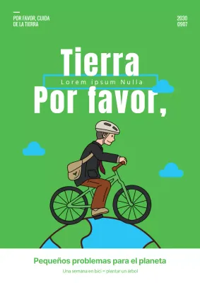 Cartel verde y azul claro de la campaña del Día del Cielo Azul
