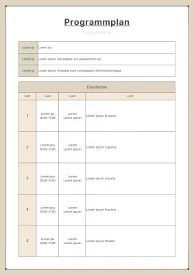 Ein einfacher Programmplan in Braun