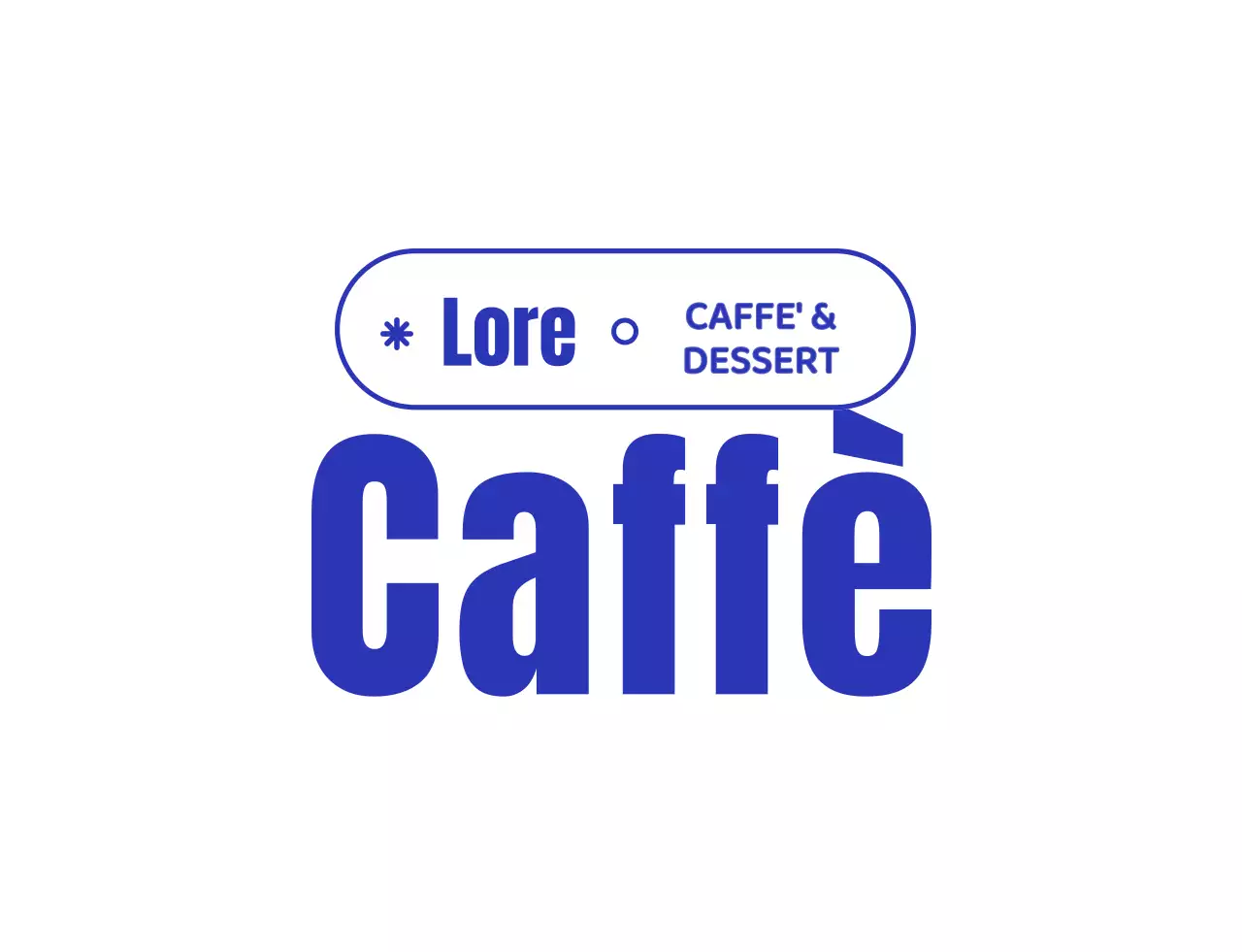 Blu navy e bianco tazza carino carattere caffè stile negozio logo