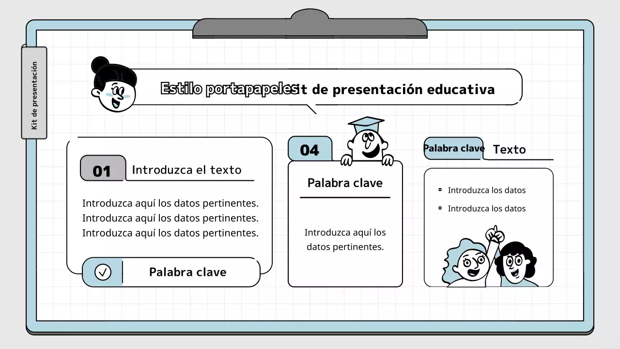 Kit de presentación educativa con concepto de bloc de notas azul claro y blanco