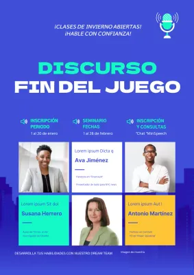 Azul marino menta limpio cuadrícula estilo discurso curso tema