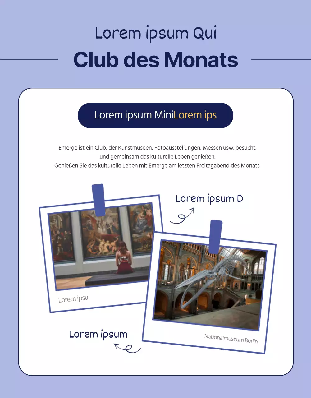 Illustration eines violetten und gelben Co-Working-Clubs