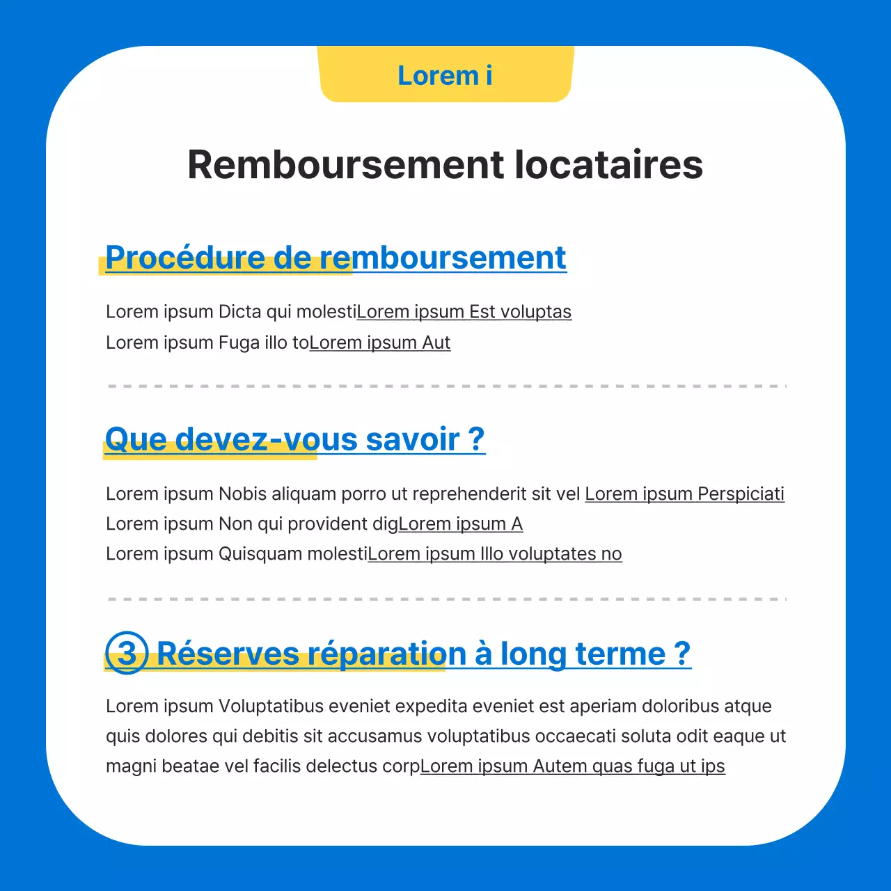Guide des indemnités de réparation à long terme kitsch bleues et jaunes