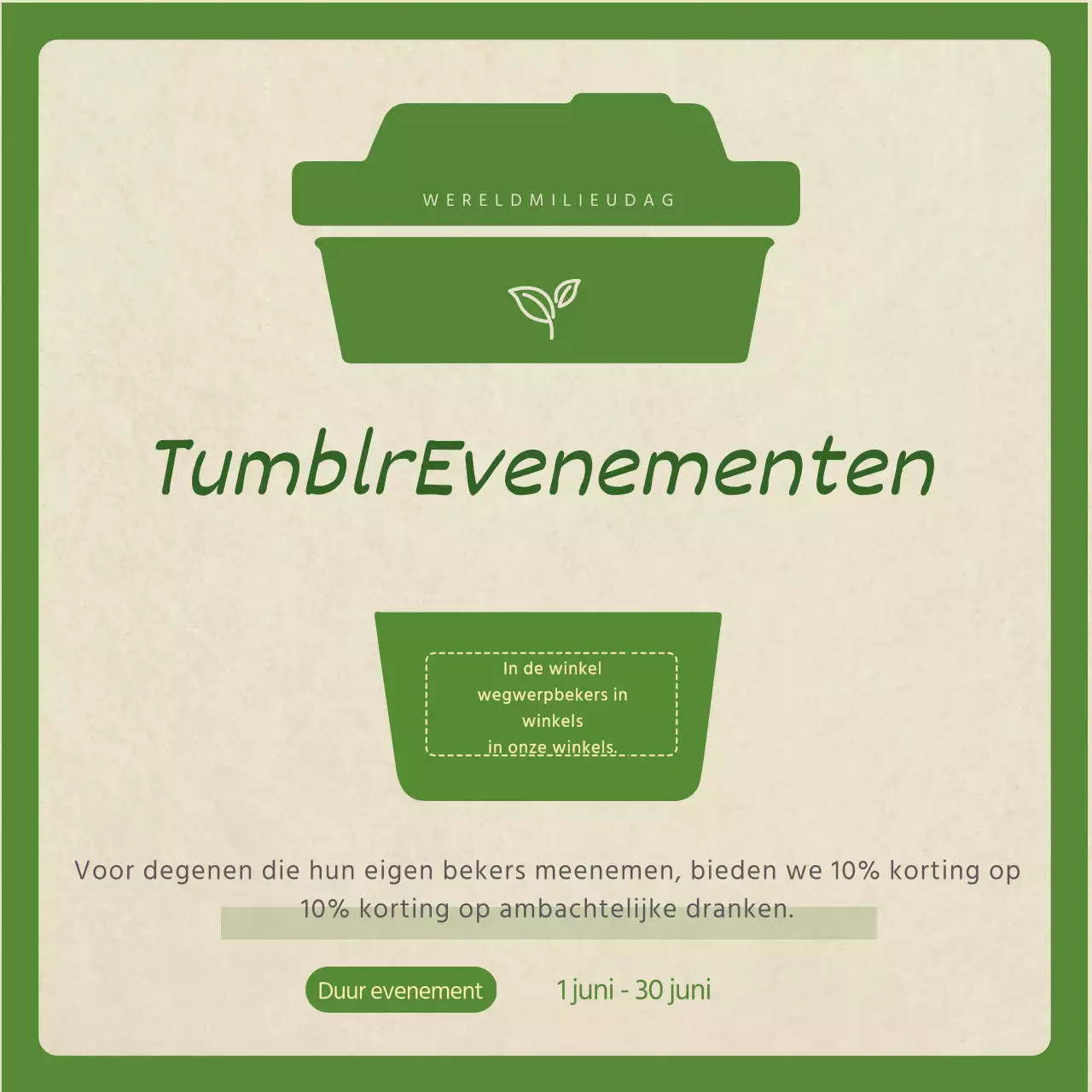 Een eenvoudig, groen Tumblr-evenement