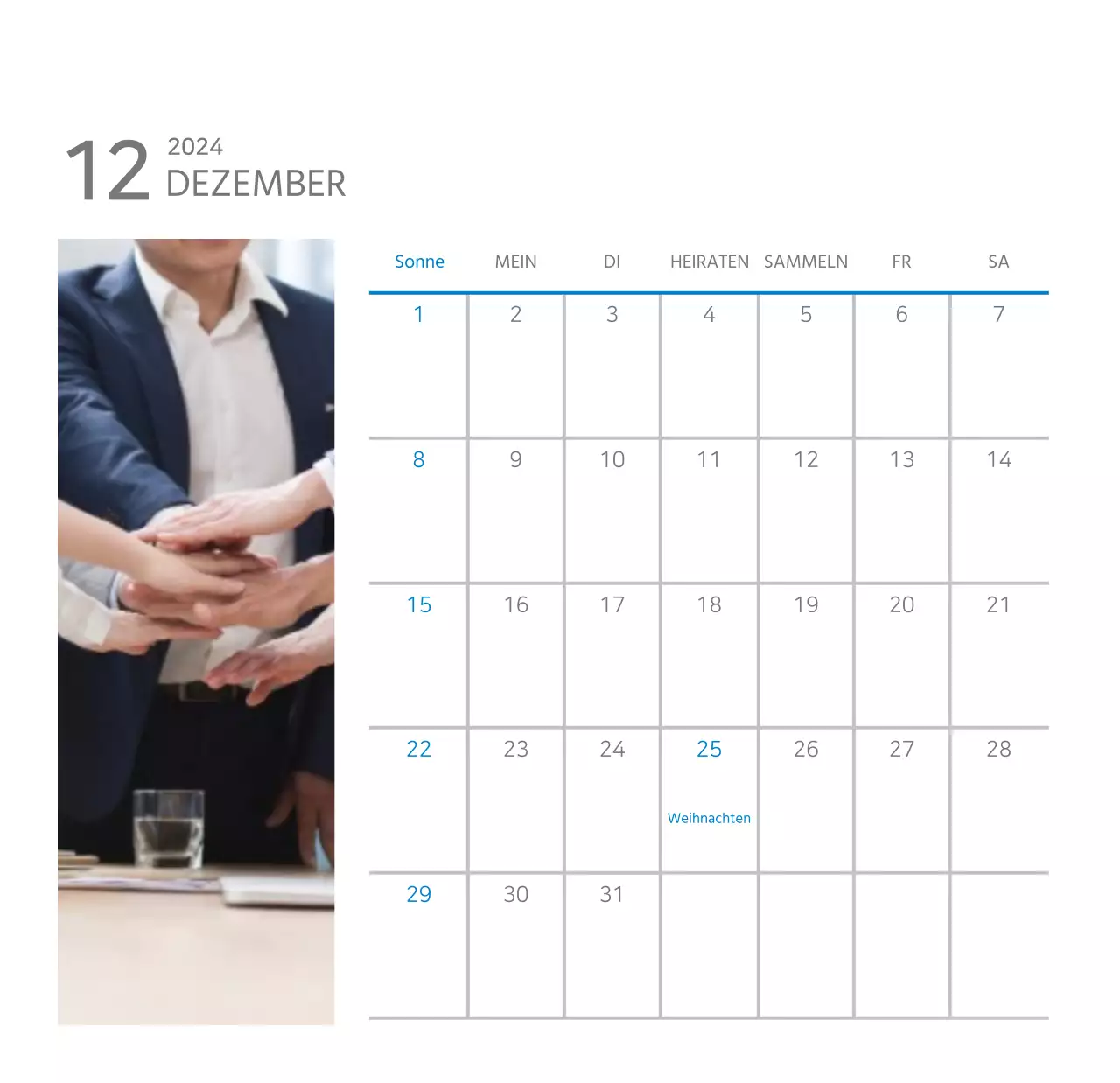 Weißer, sauberer Tischkalender für Unternehmen